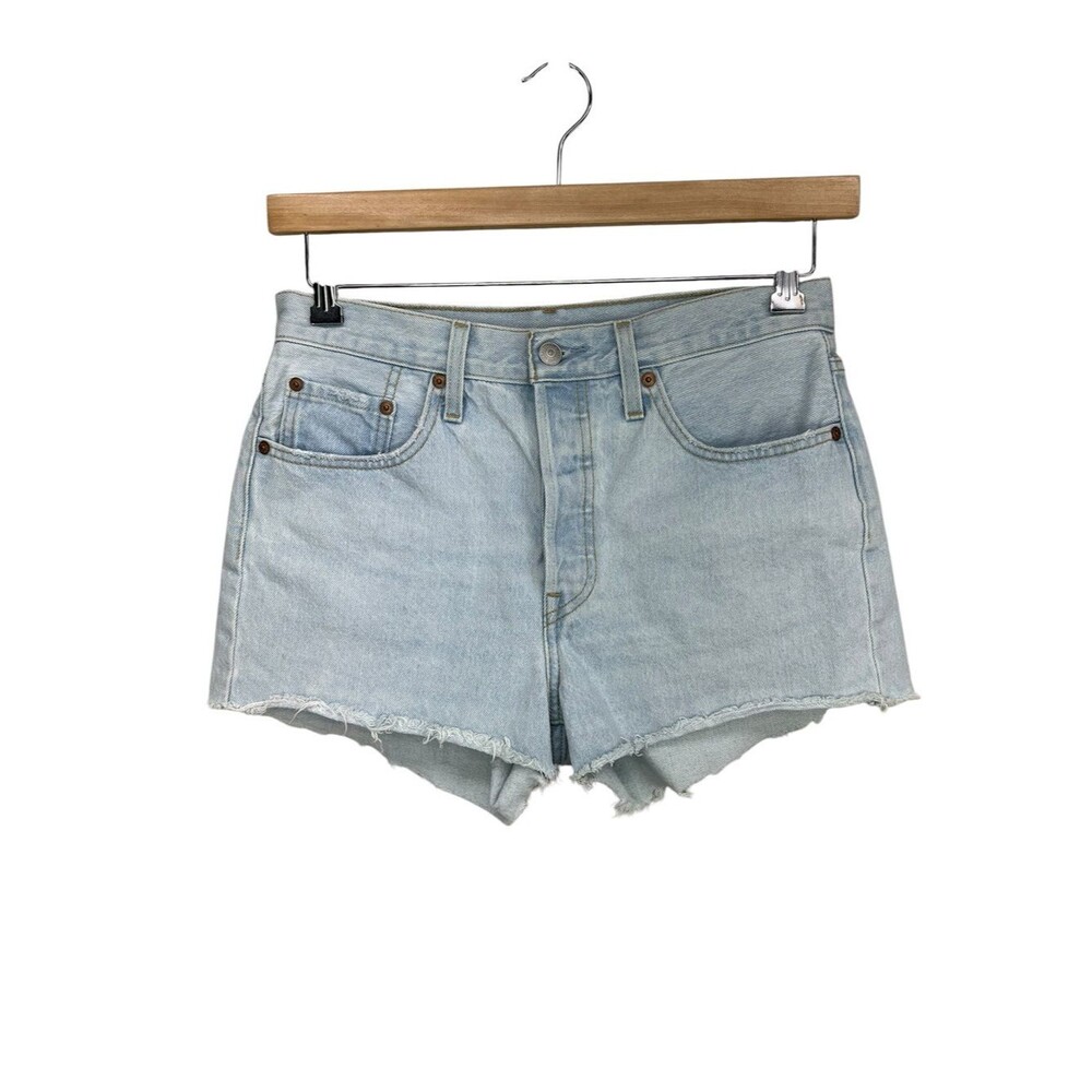 Levis 501 Light Denim Button Fly Cut Off Shorts W28